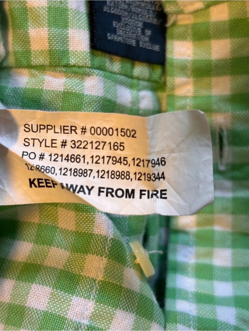 Ralph Lauren Boys Size 6 Green and White Gingham Plaid Button-Up Shirt